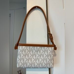 Mary Kay Tan and White Monogram Shoulder Bag